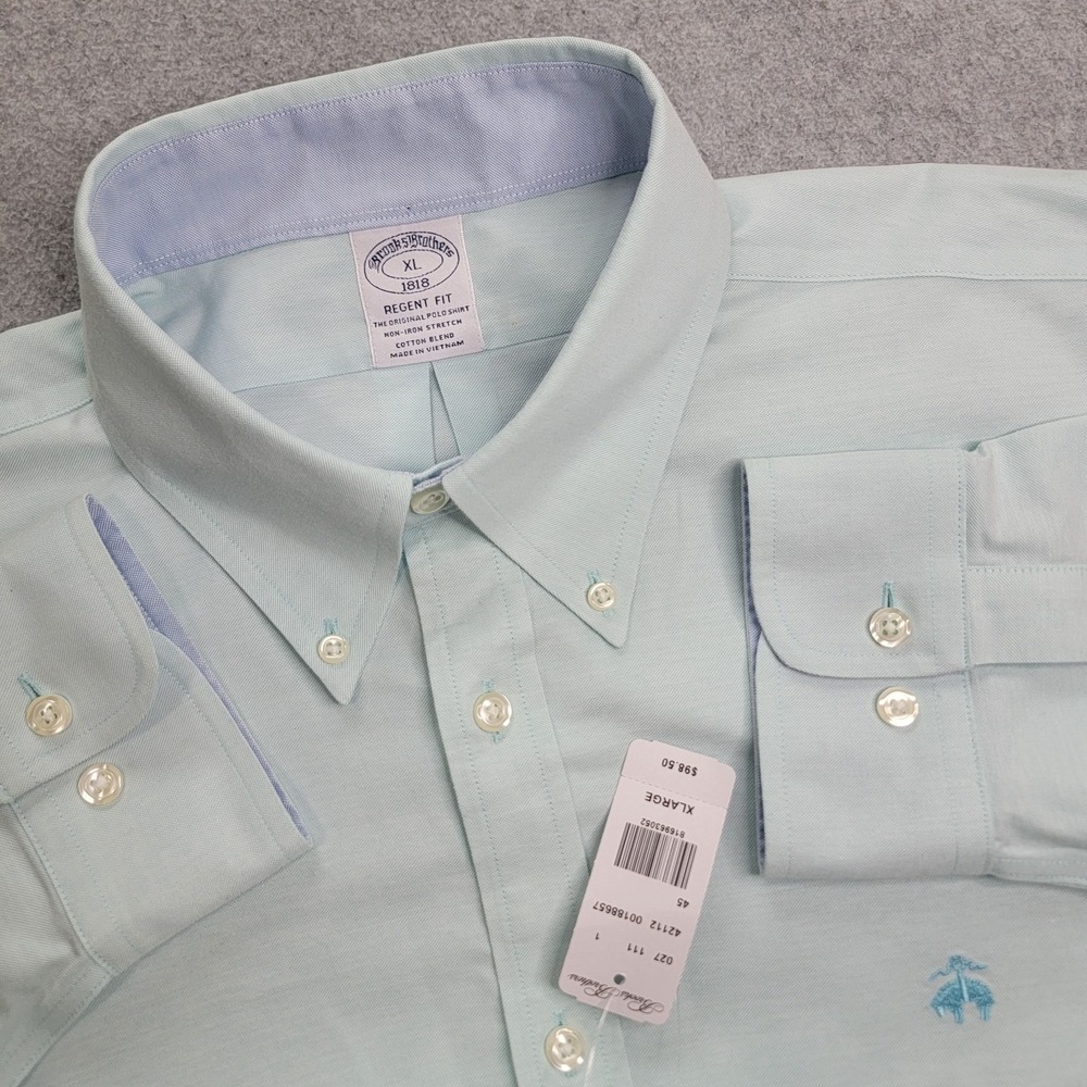 New Brooks Brothers Regent Fit Stretch Dress Shirt Men's XL LS Button Down Green
